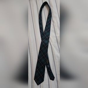 Rare Vintage Ralph Lauren Classic Green Plaid Tie 100% Wool.